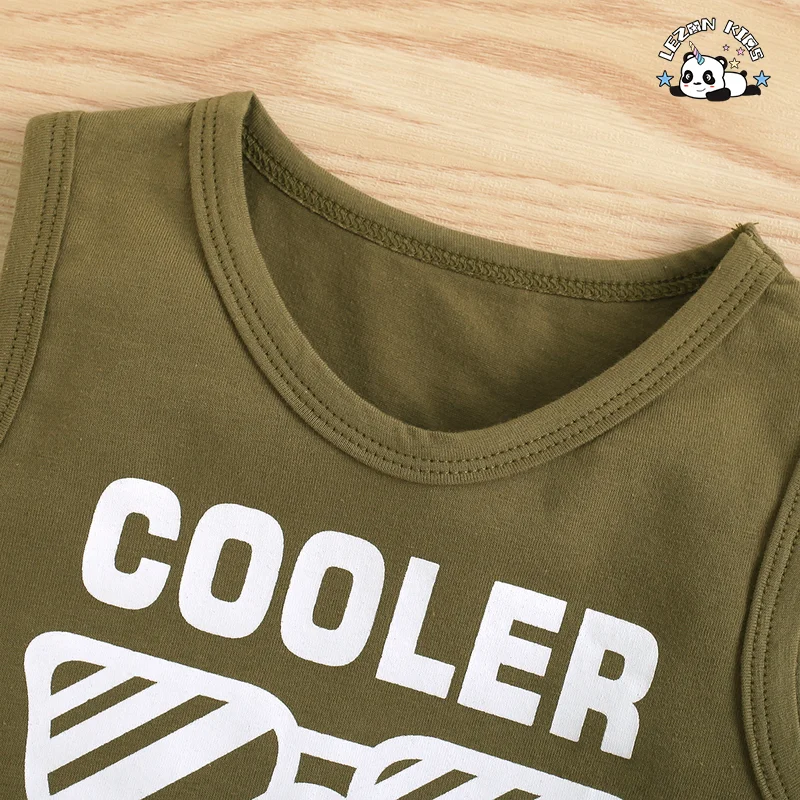 LEZONKIDS - Conjunto de praia de coco estilo férias à beira-mar para meninos, colete sem mangas e shorts de duas peças